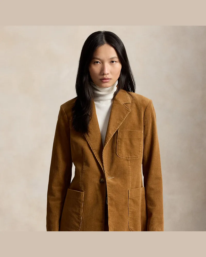 Ralph Lauren Einreihiger Blazer aus Kordsamt Tan