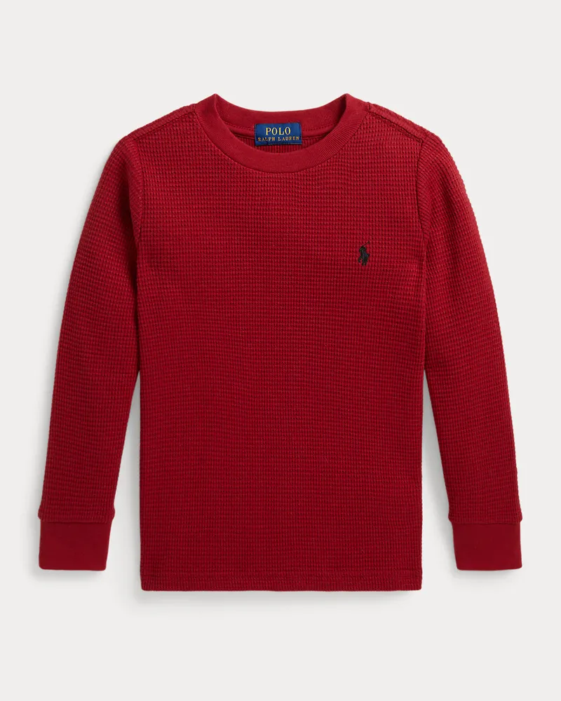 Ralph Lauren Langärmliges Waffelpiqué-T-Shirt Red