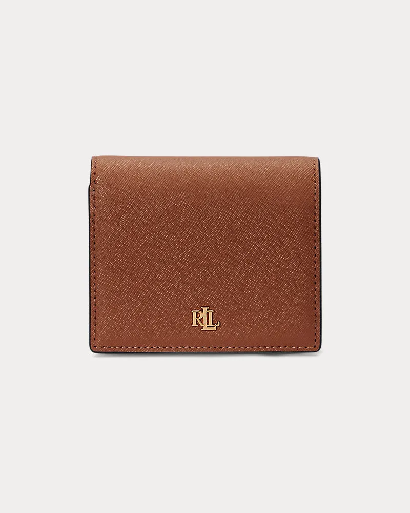 Ralph Lauren Kompakte Brieftasche aus Schraffurleder Brown