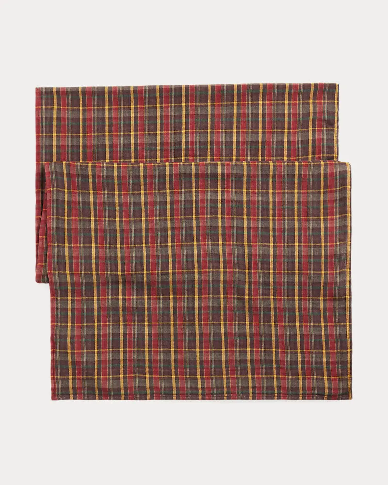 Ralph Lauren Karierter Schal aus Baumwollstoff Brown