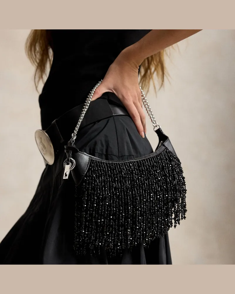 Ralph Lauren Mini-Tasche Polo ID mit Kette und Perlen Black