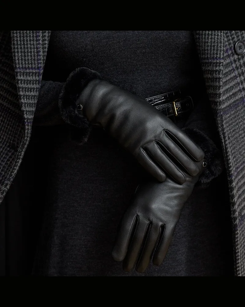 Ralph Lauren Touchscreen-Handschuhe aus Schafleder Black