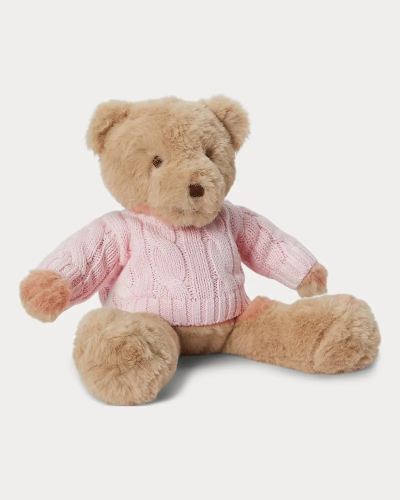 Ralph Lauren Kleiner Polo Bear mit Zopfmusterpullover Pink