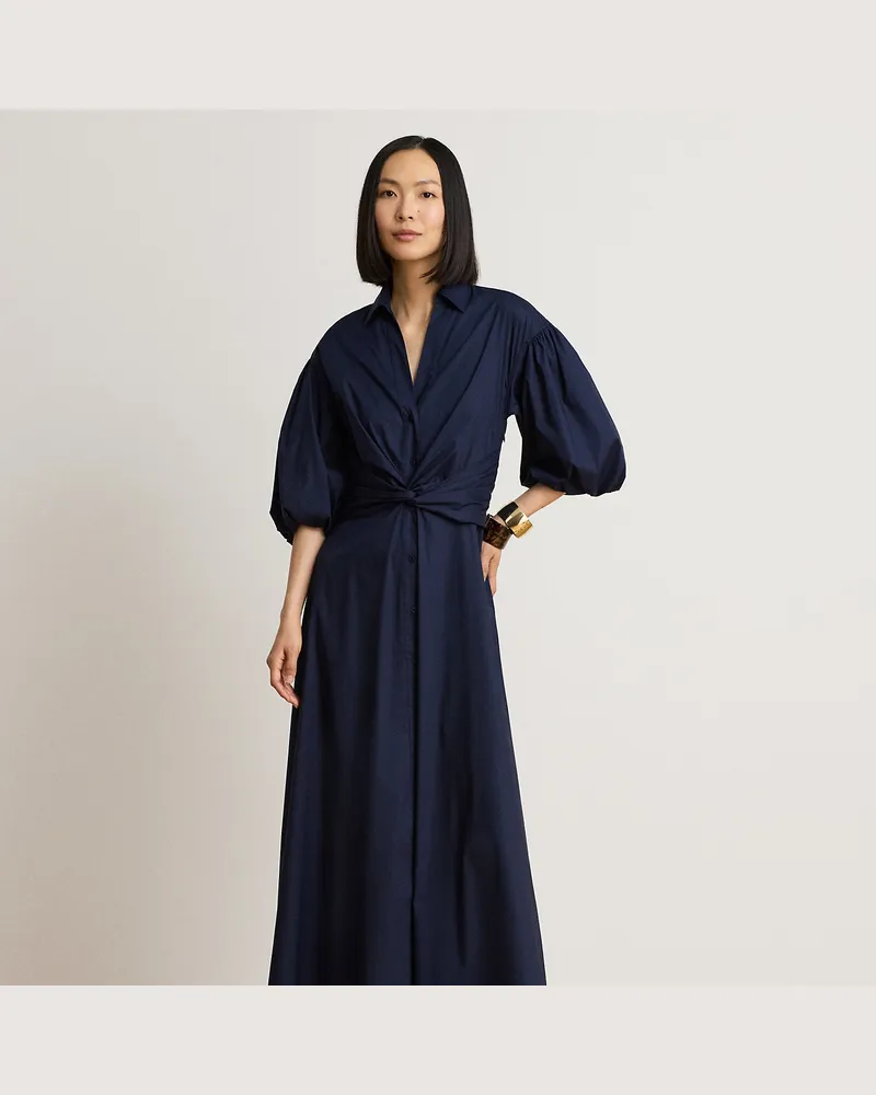 Ralph Lauren Twist-Front Hemdkleid mit Ballonärmeln Blue