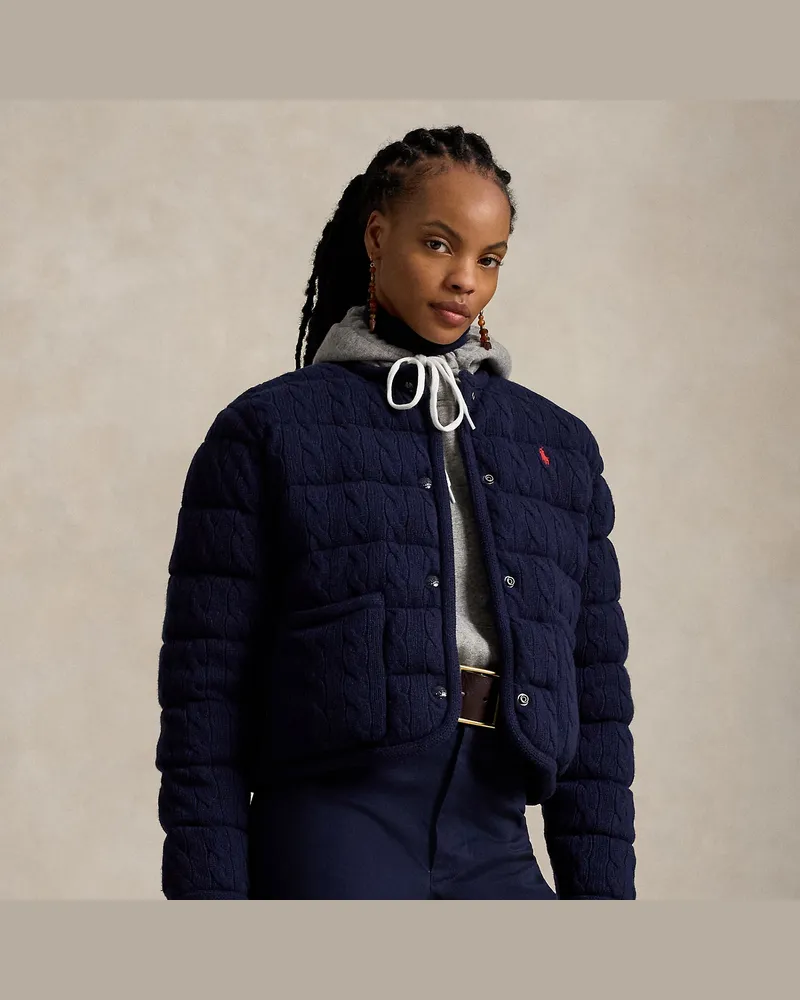 Ralph Lauren Woll-Kaschmir-Jacke mit Zopfmuster Blue