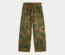 Fischgrat-Twillhose mit Camouflage-Motiv
