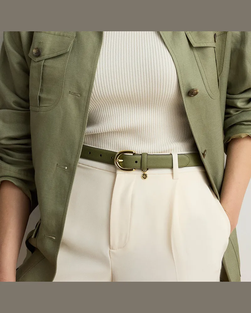 Ralph Lauren Gürtel aus Schraffurleder mit Anhänger Green