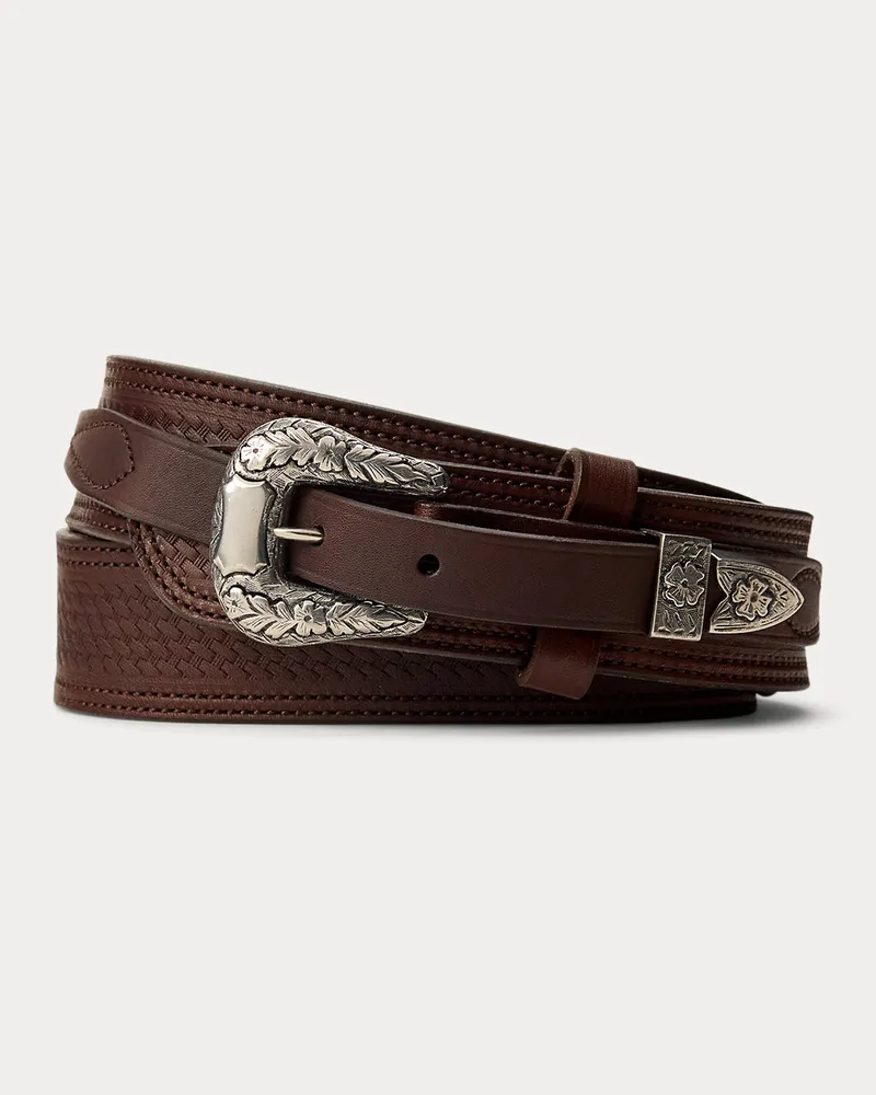Ralph Lauren Western-Ledergürtel mit Ziernähten Brown