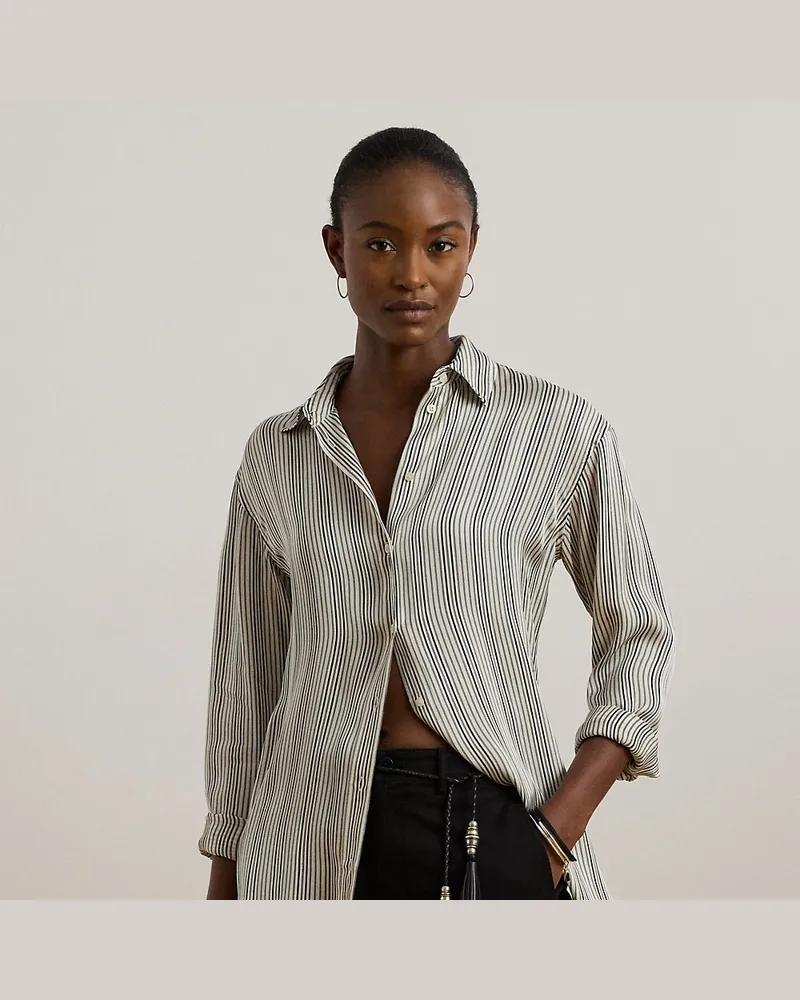 Ralph Lauren Relaxed-Fit Satinhemd mit Streifen Cream