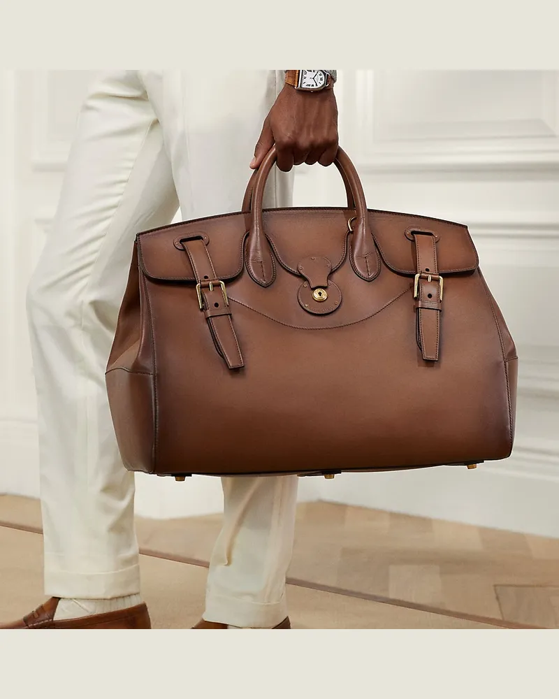 Ralph Lauren Polierte Kalbsleder-Reisetasche Cooper Brown