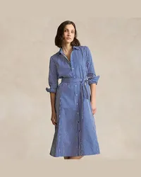 Ralph Lauren Gestreiftes Hemdkleid mit Gürtel Blue