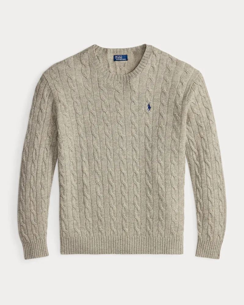 Ralph Lauren Woll-Kaschmir-Pullover mit Zopfmuster Grey