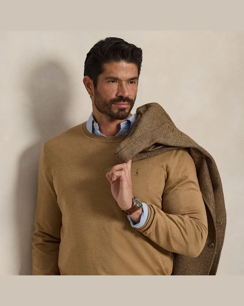 Ralph Lauren Große Größen - Waschbarer Rundhalspullover aus Wolle Brown
