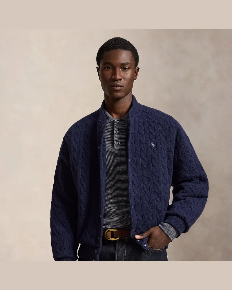 Ralph Lauren Relaxed-Fit Pulloverjacke mit Zopfmuster Blue