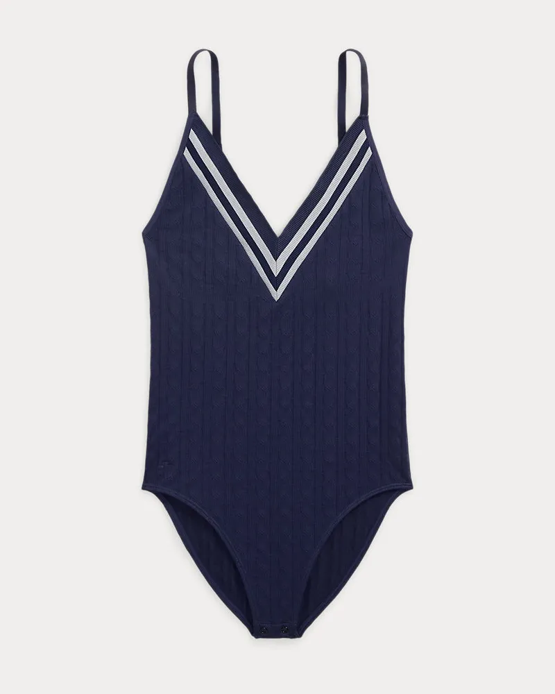 Ralph Lauren Nahtloser Body mit Cricket-Zopfmuster Blue