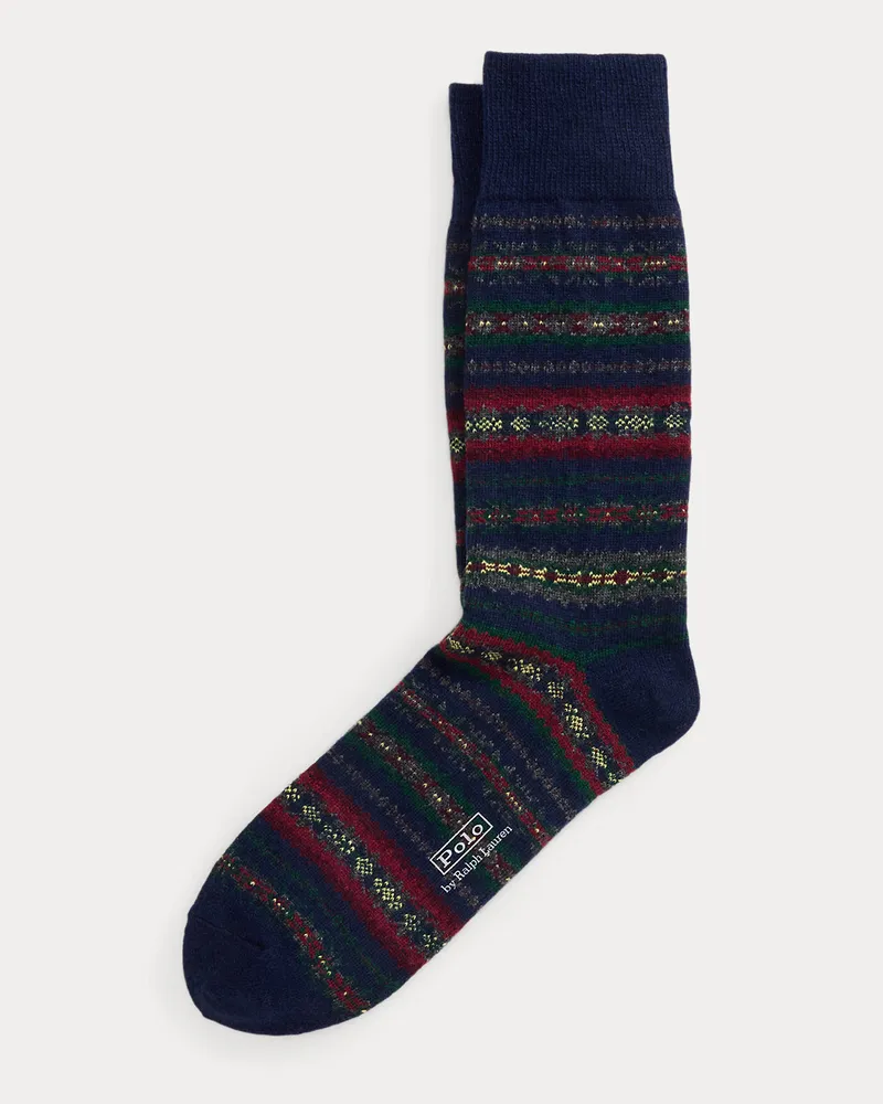 Ralph Lauren Fair-Isle-Mütze aus Wollmischung Blue