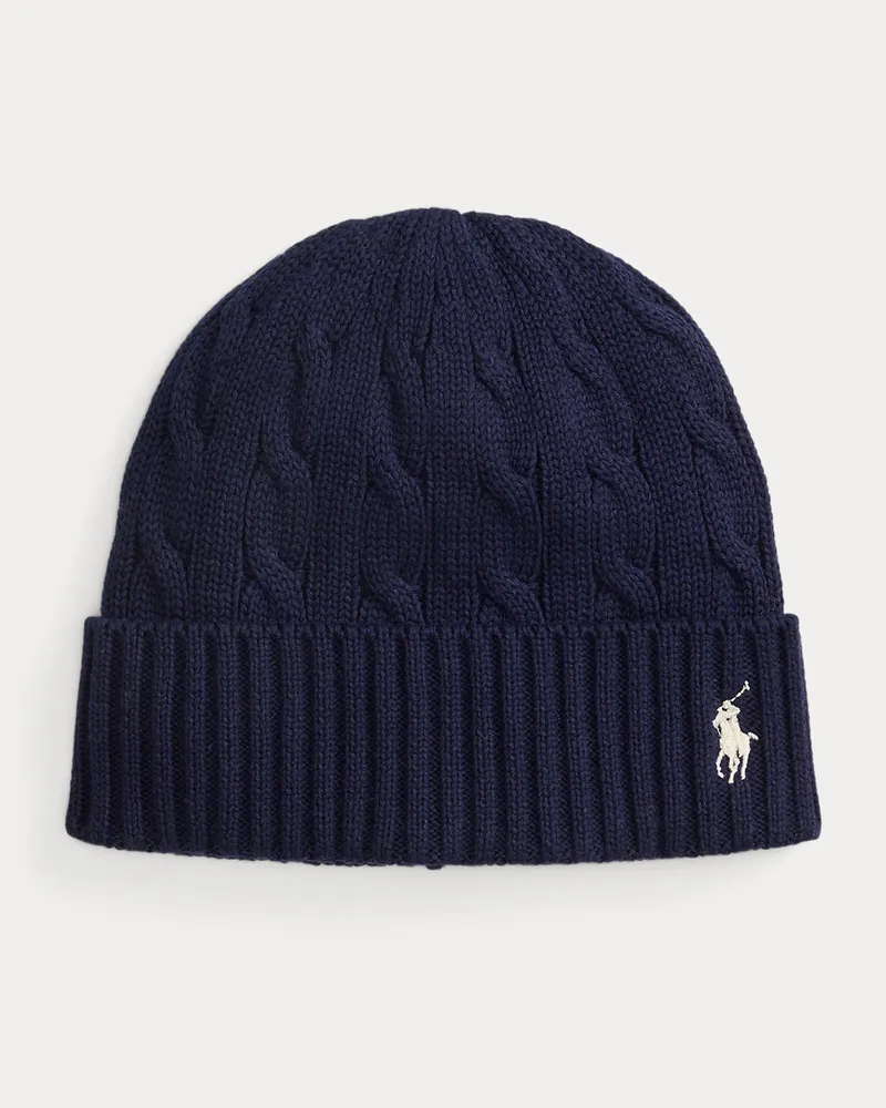 Ralph Lauren Baumwollmütze mit Zopfmuster Blue