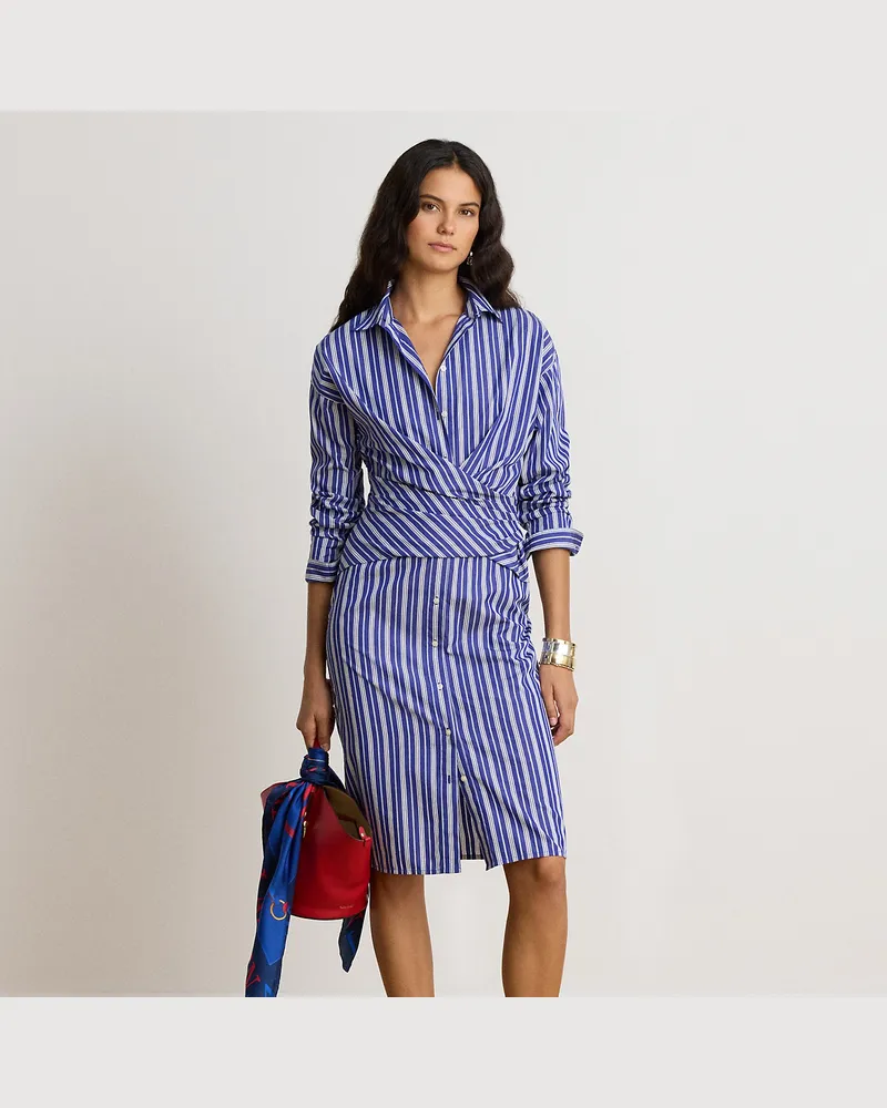 Ralph Lauren Kurzgrößen - Hemdkleid aus merzerisierter Baumwolle Multi