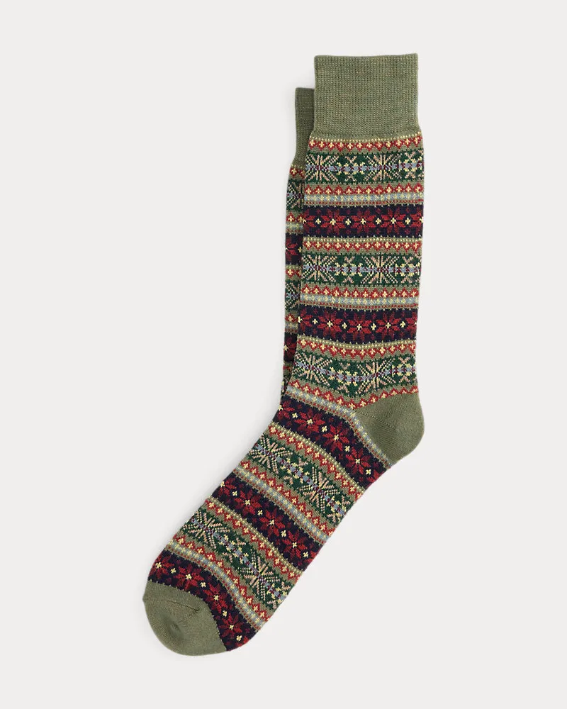 Ralph Lauren Stiefelsocken mit Fair-Isle-Muster Green