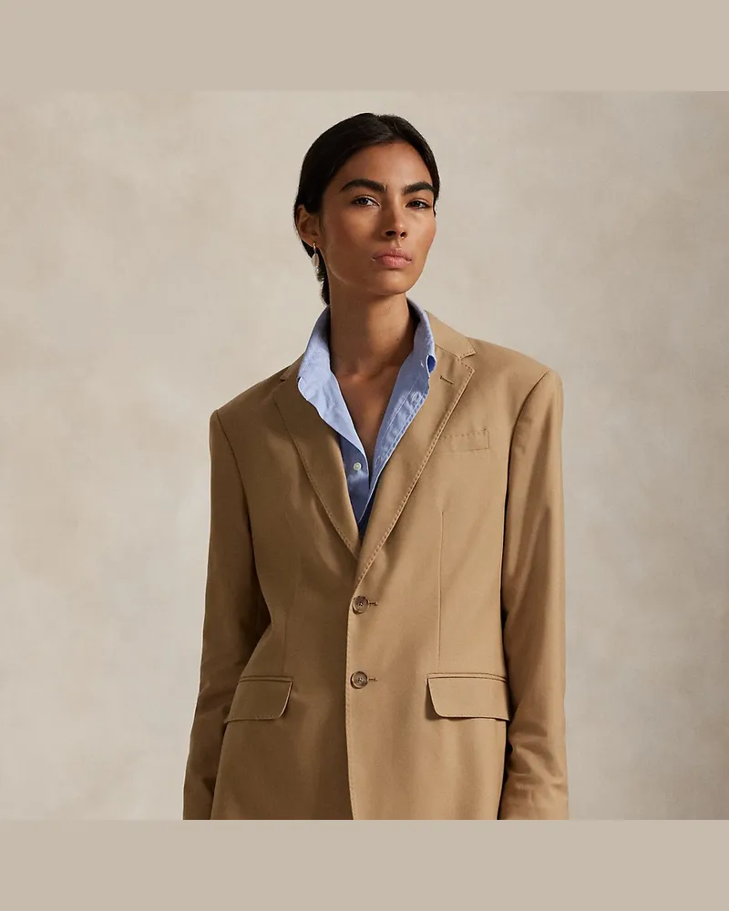 Ralph Lauren Stretch-Wollblazer mit zwei Knöpfen Tan