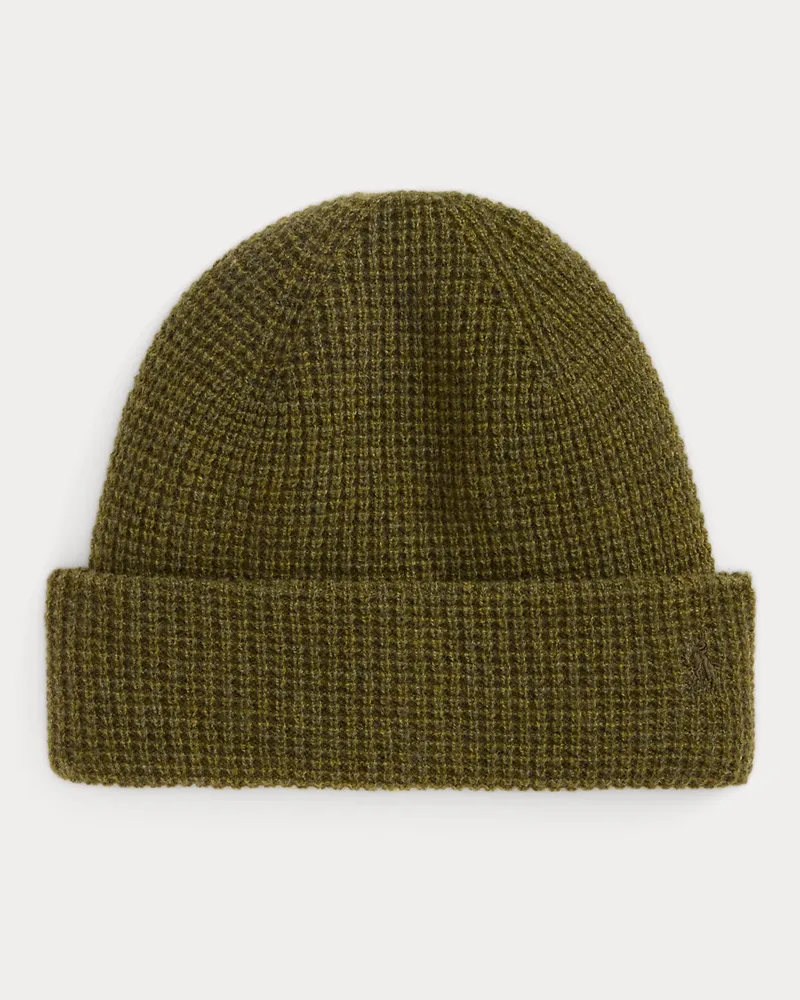 Ralph Lauren Waffelpiqué-Mütze aus Wolle und Kaschmir Green