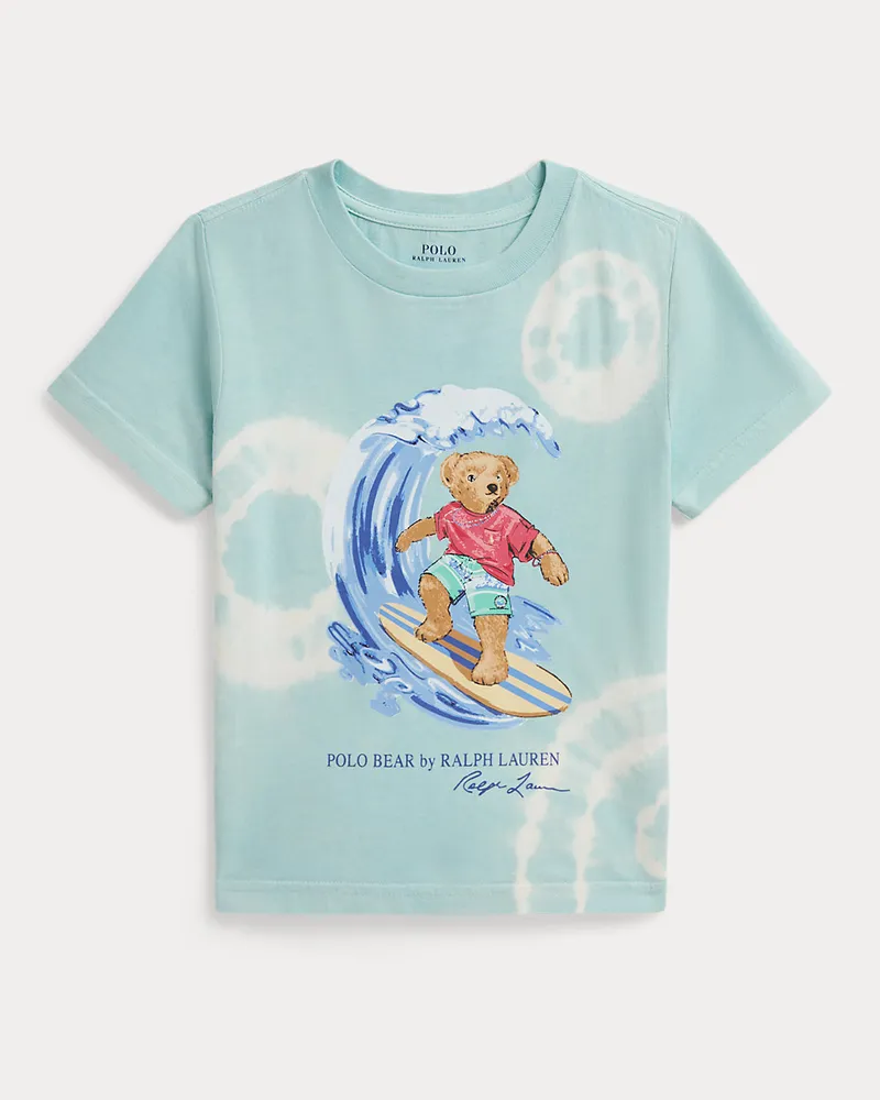 Ralph Lauren Batik-T-Shirt mit Polo Bear Blue