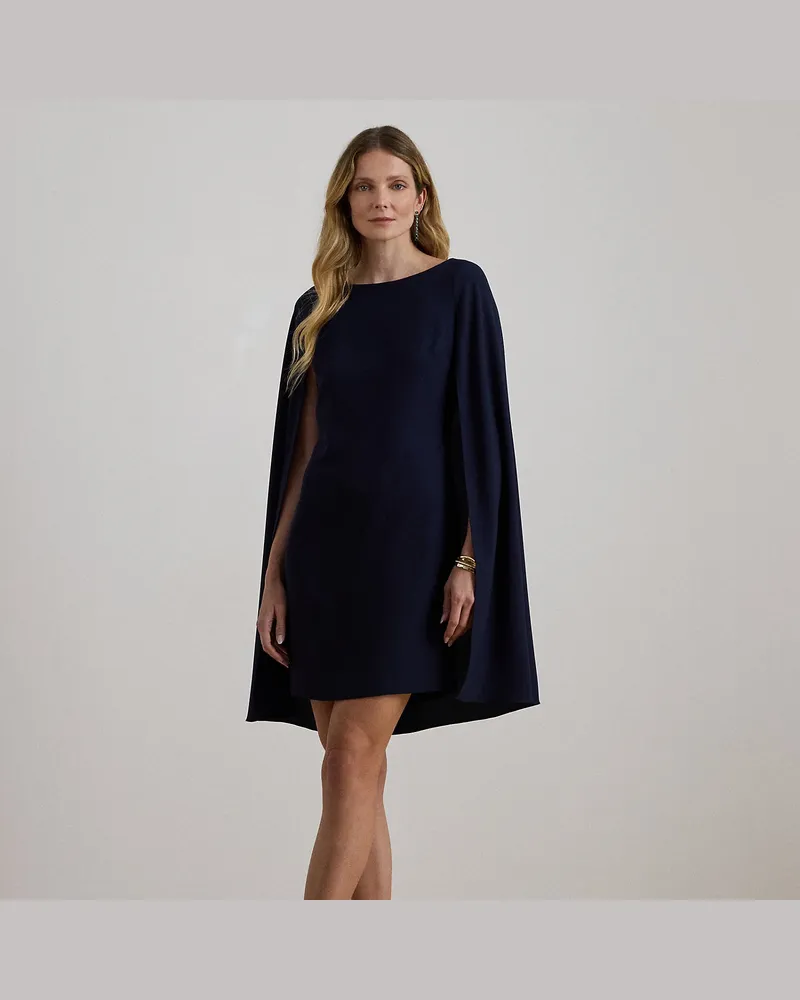 Ralph Lauren Cape-Cocktailkleid aus Georgette Blue