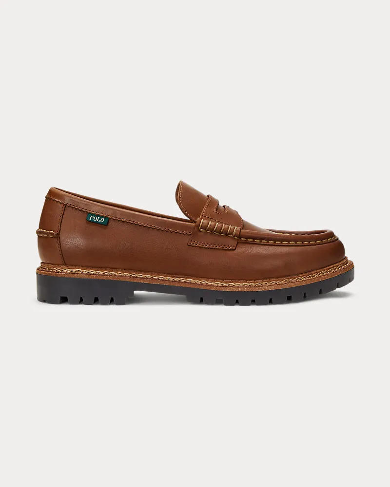 Ralph Lauren Leder-Pennyloafer Jett mit Profilsohle Brown