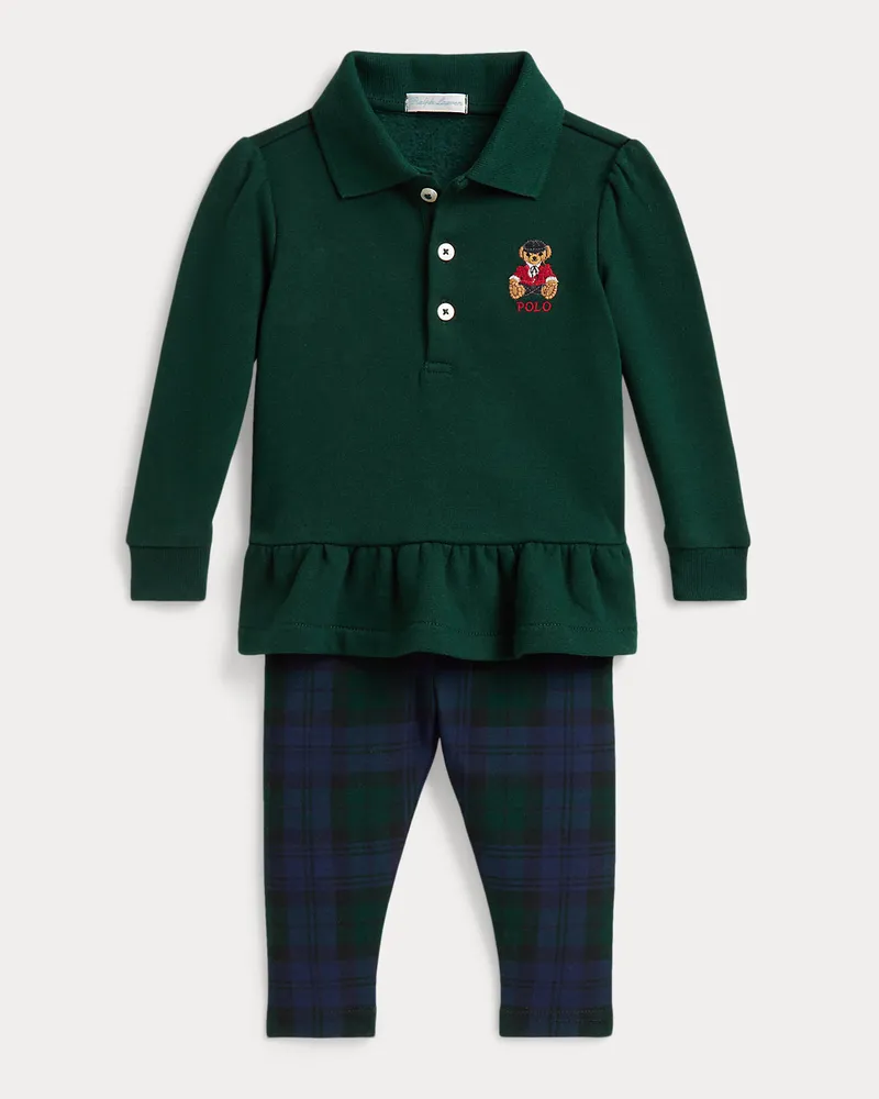 Ralph Lauren Top mit Polo Bear und karierte Leggings Green