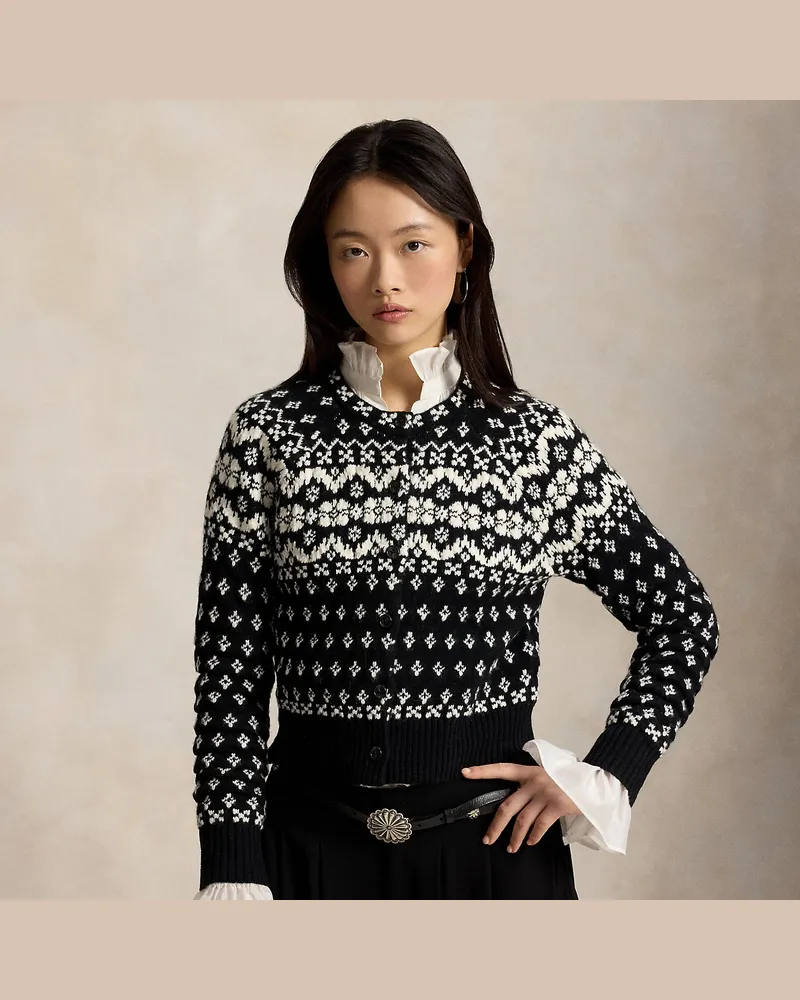 Ralph Lauren Strickjacke mit Fair-Isle-Muster Black