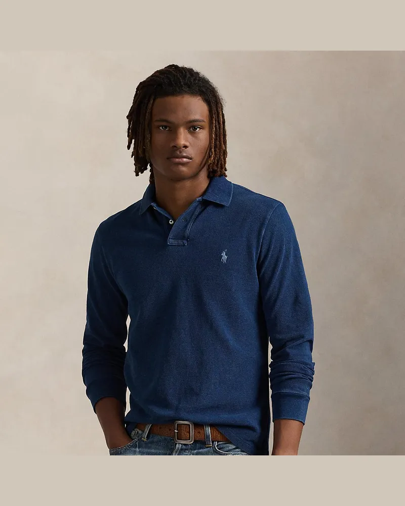 Ralph Lauren Custom-Slim-Fit Piqué-Poloshirt Blue