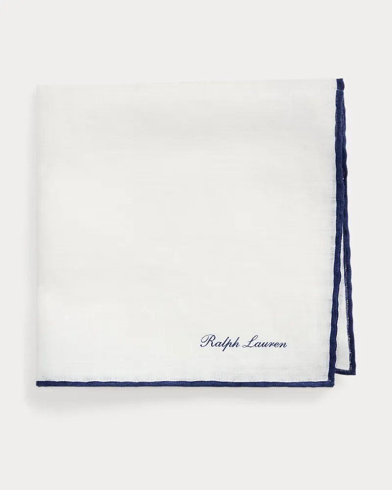 Ralph Lauren Leinen-Einstecktuch mit Kantenumrandung White