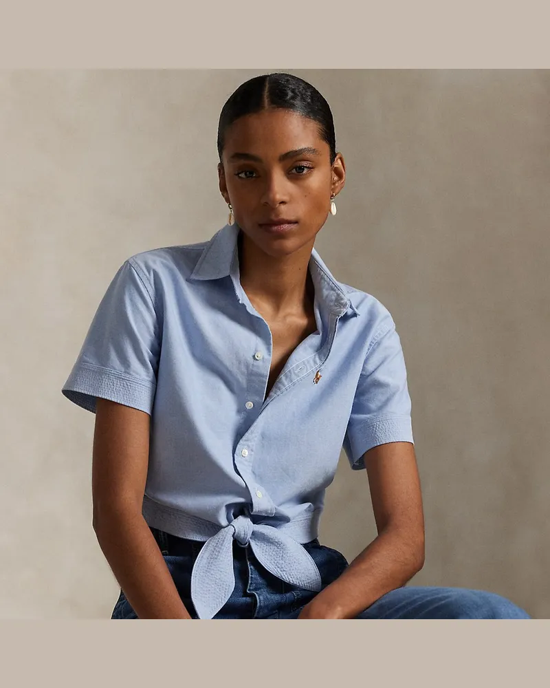 Ralph Lauren Verkürztes Oxfordhemd mit Schnürdetail Blue