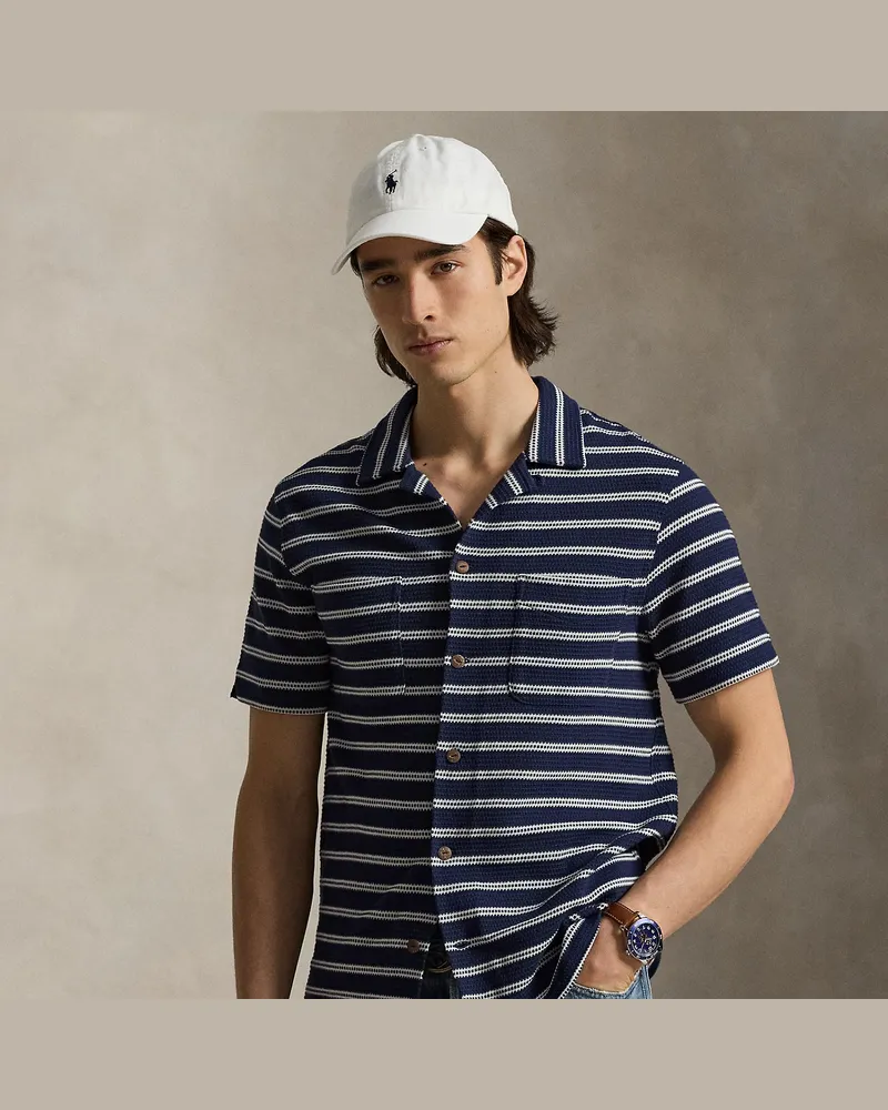 Ralph Lauren Kurzarmhemd mit strukturierten Streifen Blue