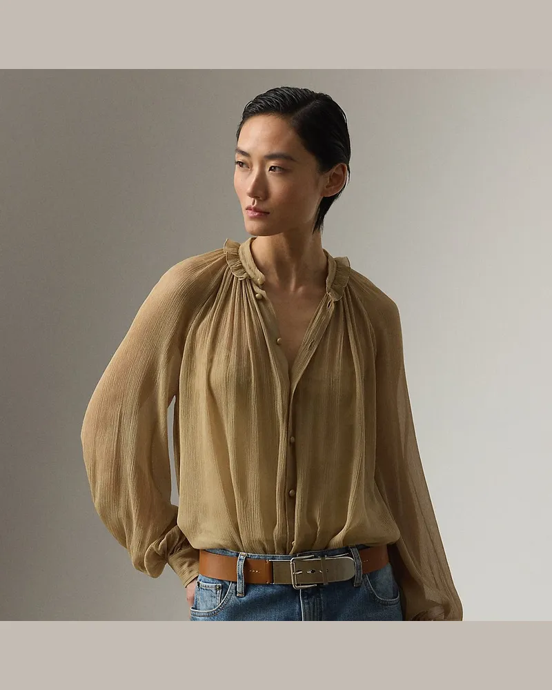 Ralph Lauren Bluse Brooklyn aus Knitterchiffon Tan