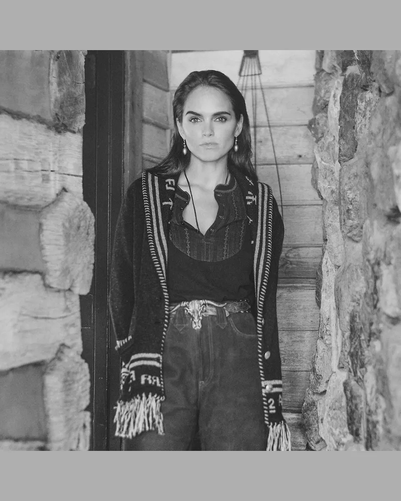 Ralph Lauren Western-Wildlederhose mit Fransenbesatz Black