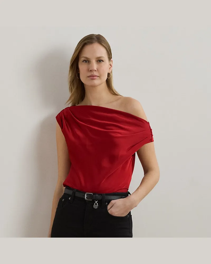 Ralph Lauren Schulterfreie Bluse aus Satin-Charmeuse Red