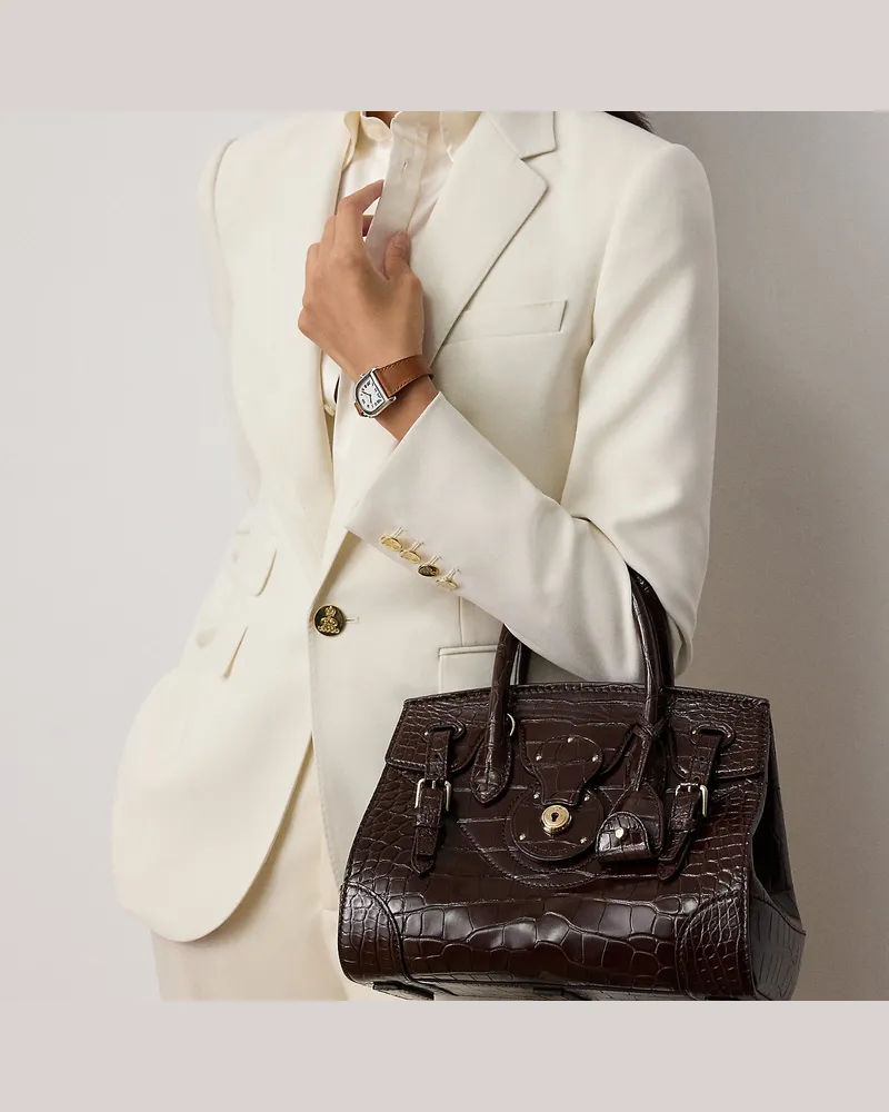 Ralph Lauren Tasche Soft Ricky 27 aus Alligatorleder Brown