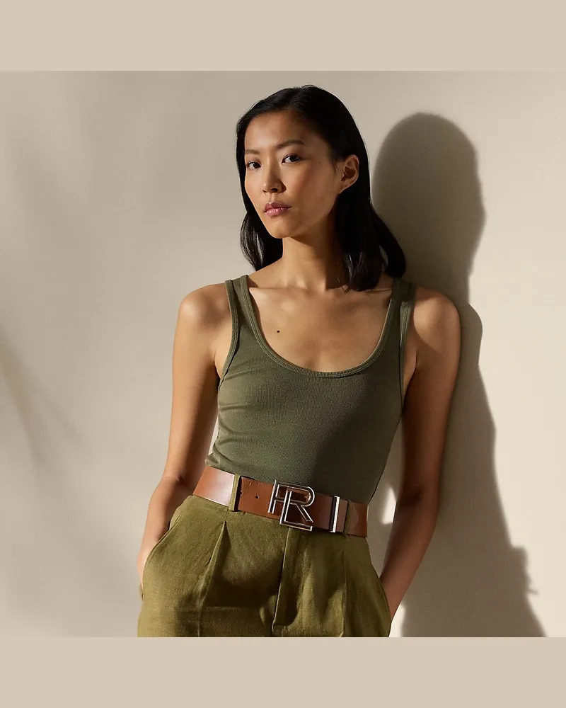 Ralph Lauren Geripptes Tanktop Ellis mit Baumwolle Green