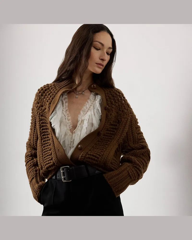 Ralph Lauren Handgefertigte Strickjacke aus Kaschmir Brown