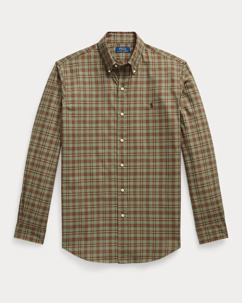 Ralph Lauren Kariertes Custom-Fit-Hemd aus Twill Brown