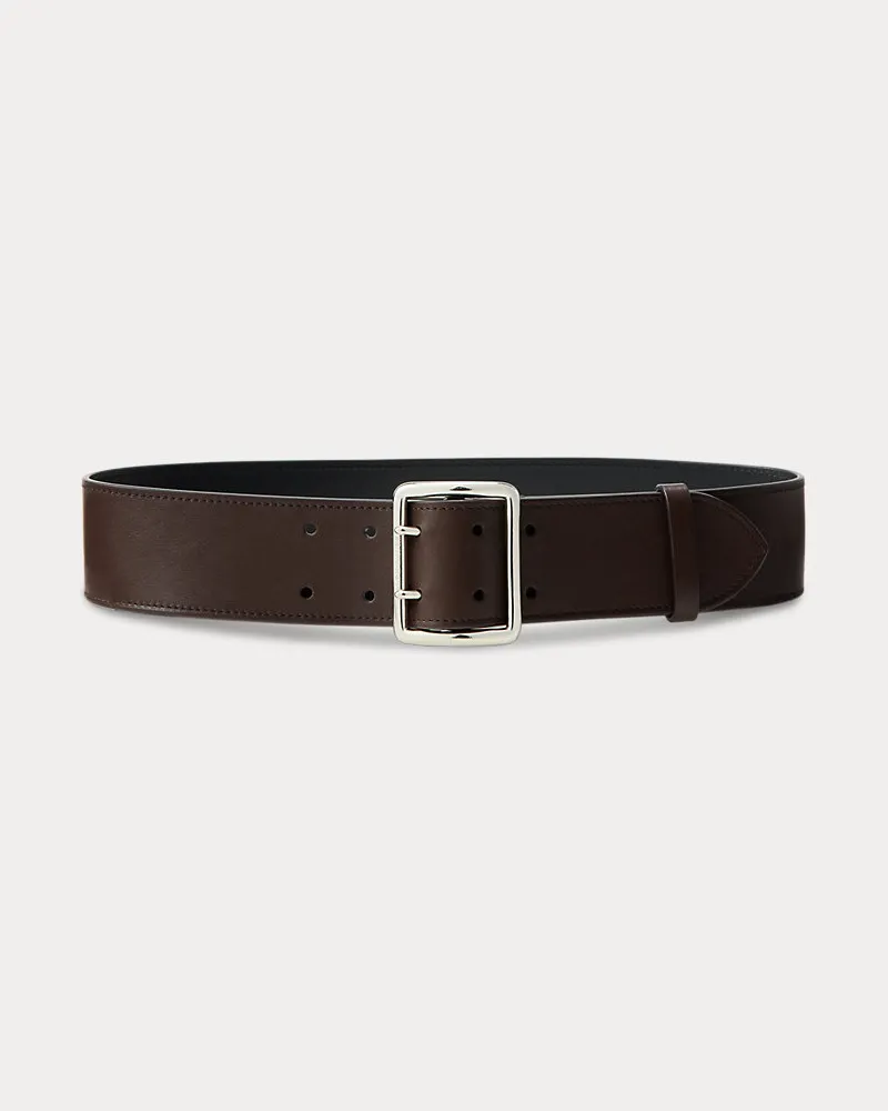Ralph Lauren Kalbsledergürtel mit Zweidornschnalle Brown