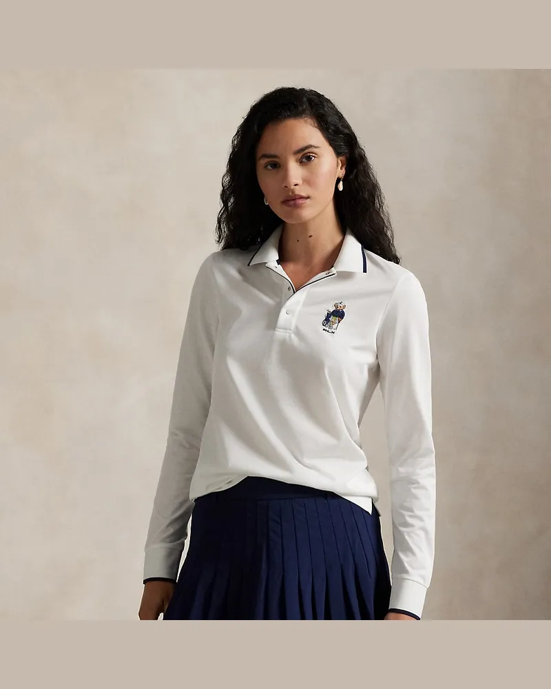 Ralph Lauren Tailored-Fit Poloshirt mit Polo Bear White