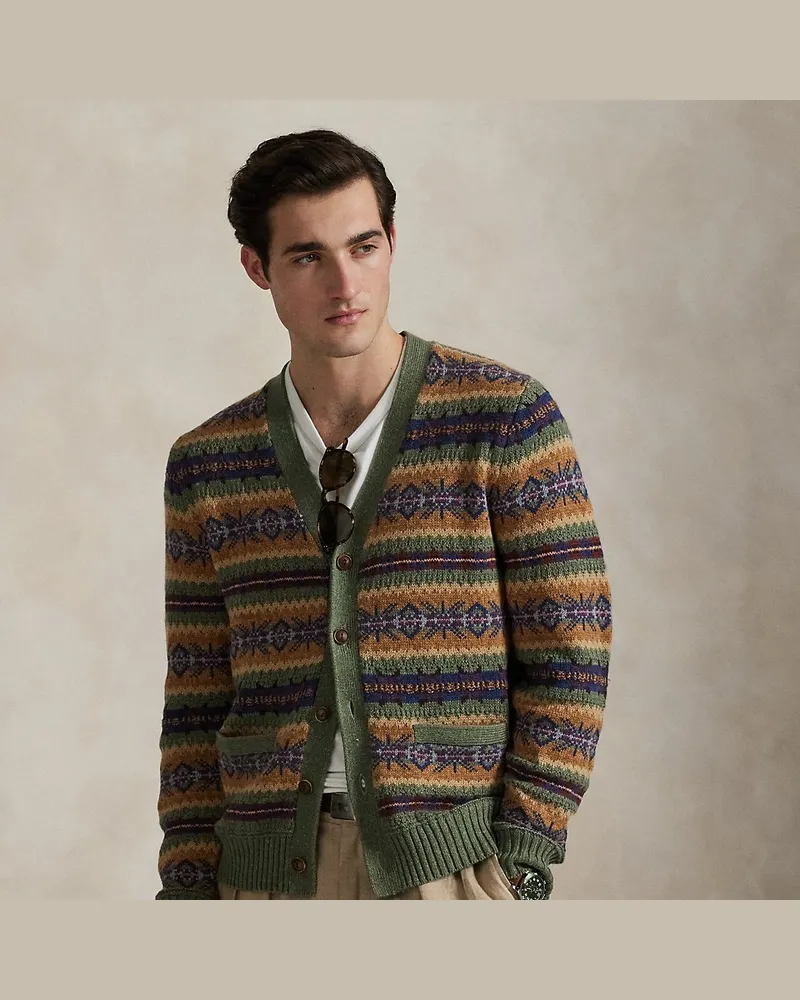 Ralph Lauren Fair-Isle-Cardigan aus Baumwollmischung Green