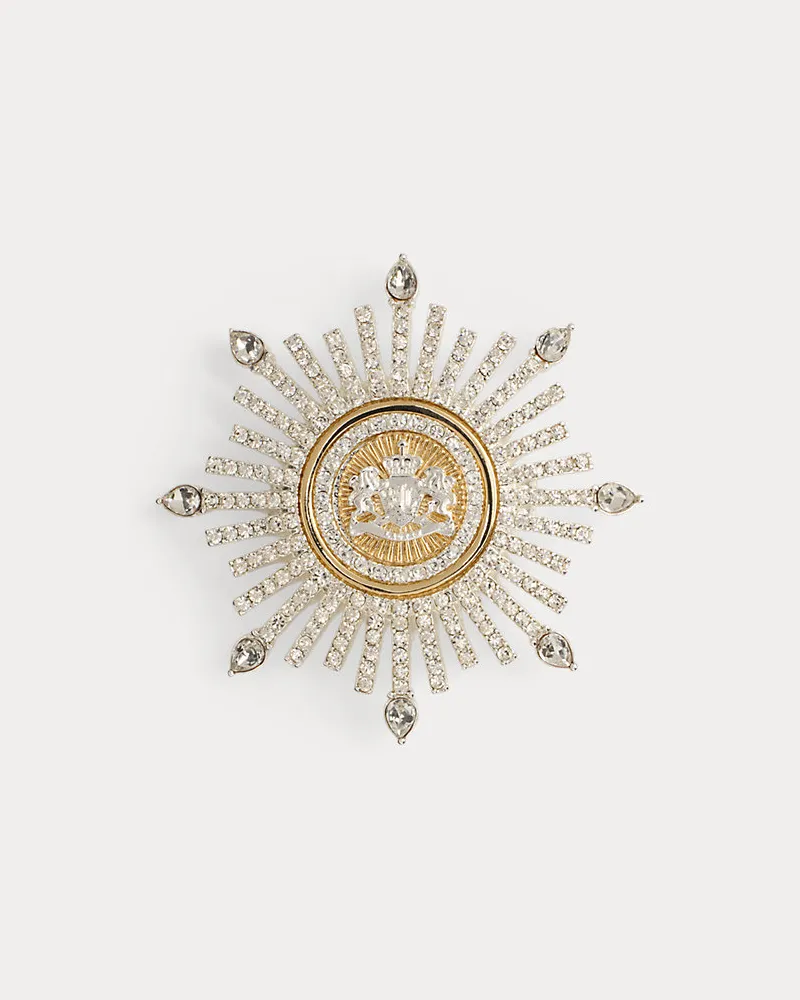 Ralph Lauren Zweifarbige Pavé-Starburst-Wappenbrosche Silver