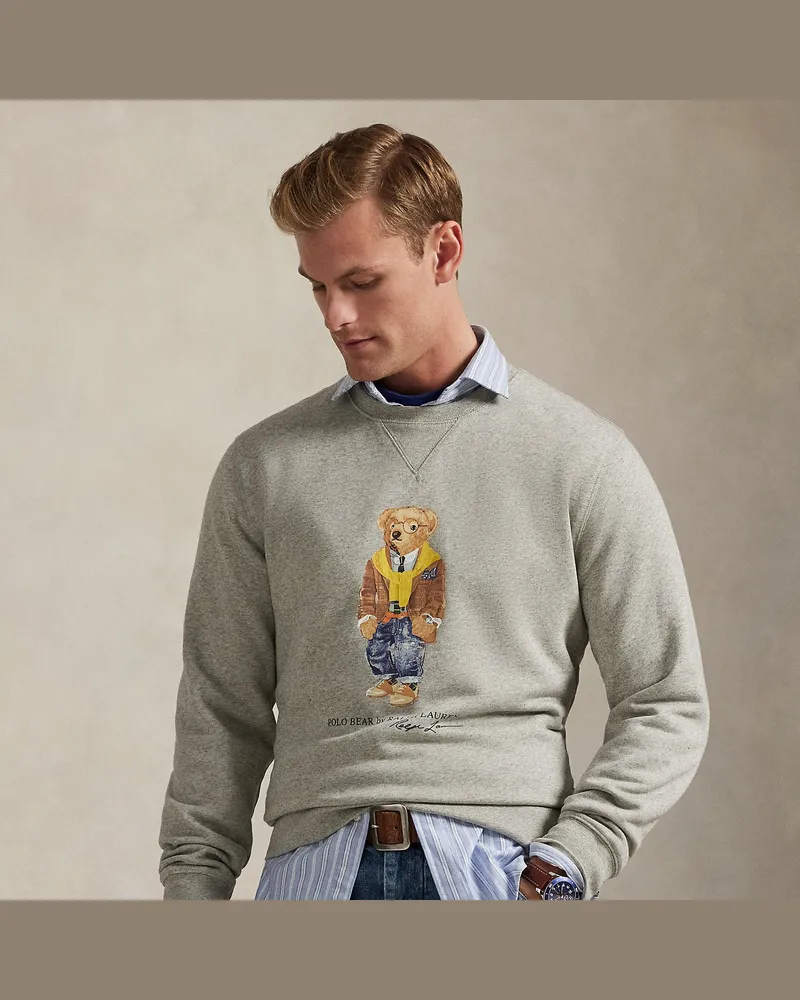 Ralph Lauren Fleece-Sweatshirt mit Polo Bear Grey