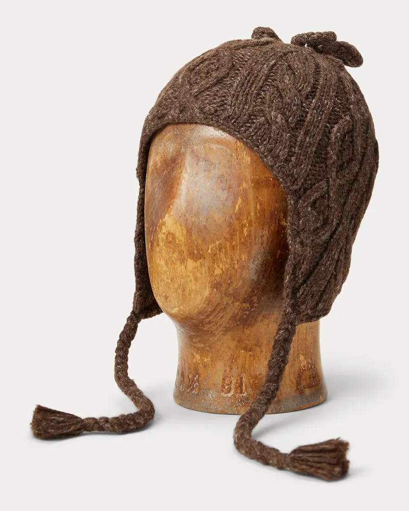 Ralph Lauren Aran-Strickmütze mit Ohrenklappen Brown