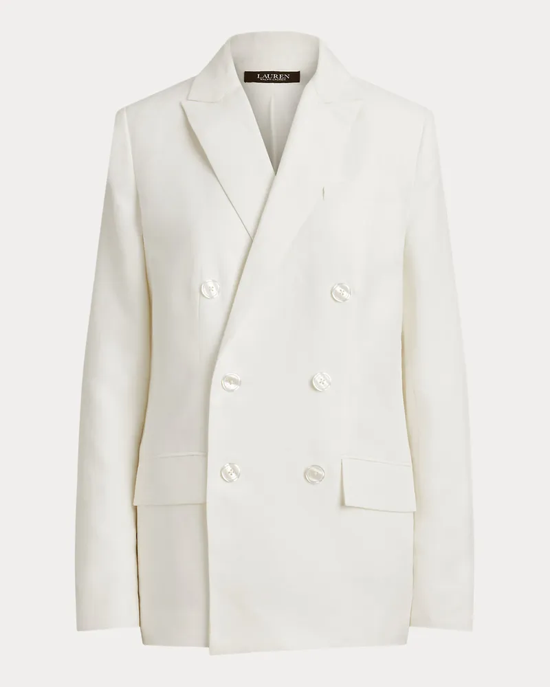 Ralph Lauren Zweireihiger Blazer aus Leinen-Twill White