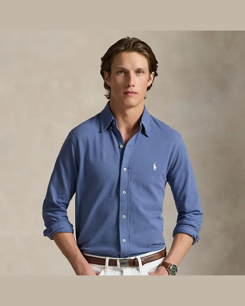 Ralph Lauren Featherweight Piqué-Hemd Blue