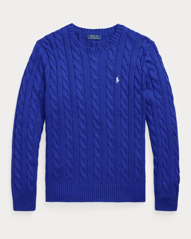 Ralph Lauren Baumwollpullover mit Zopfmuster Blue